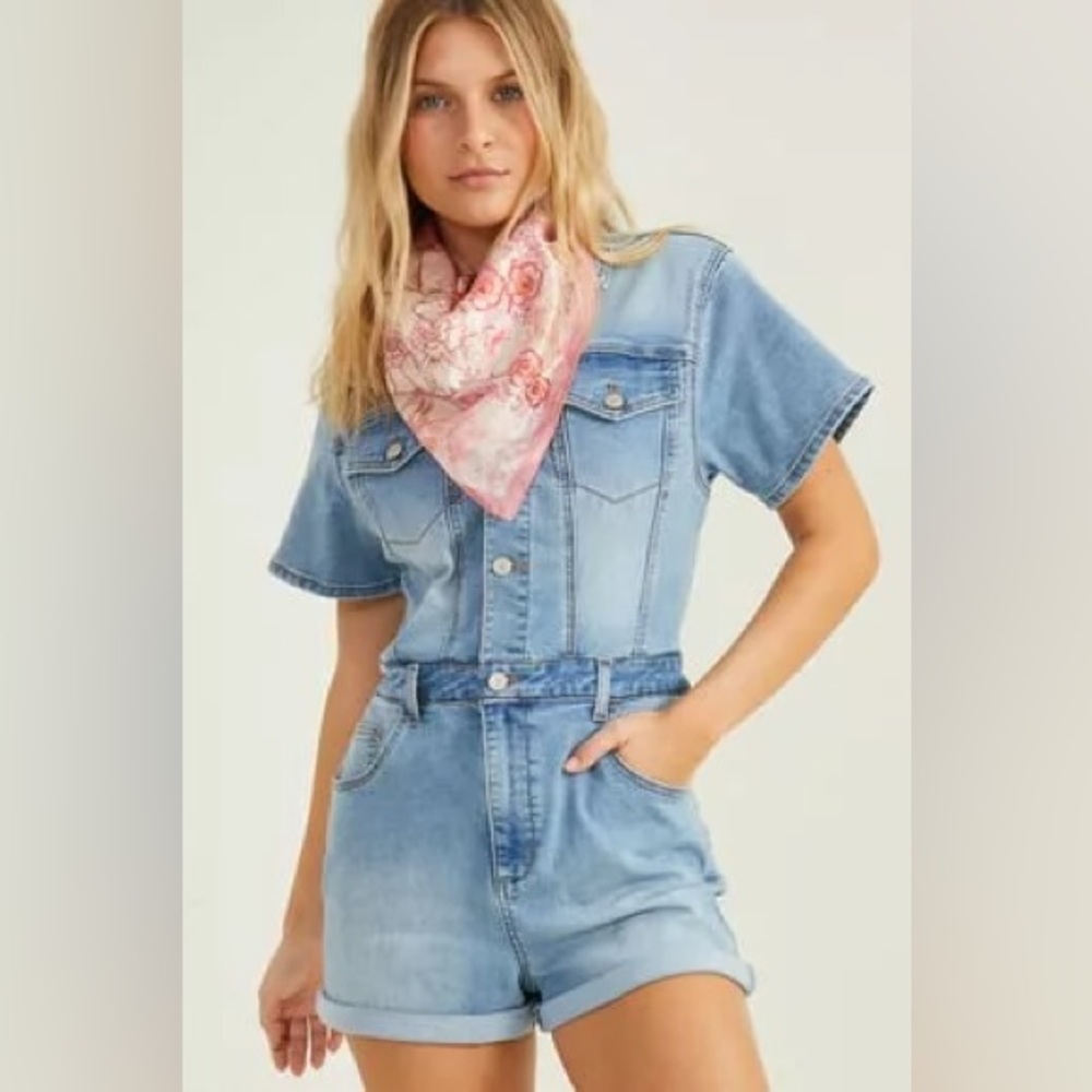 Altar’d State Stretchy Denim Romper
